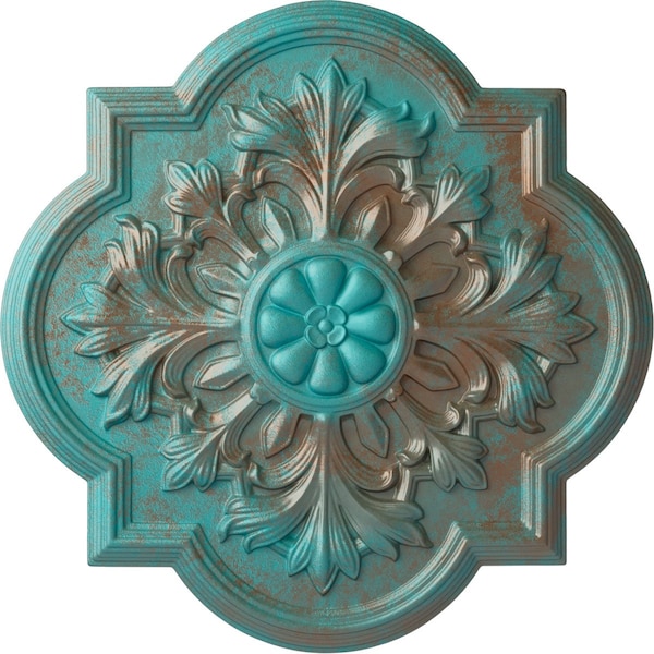 Ekena Millwork Bonetti Ceiling Medallion (Fits Canopies up to 5 1/8"), 20"OD x 1 3/4"P, Copper Green Patina CM20BOCGS - main